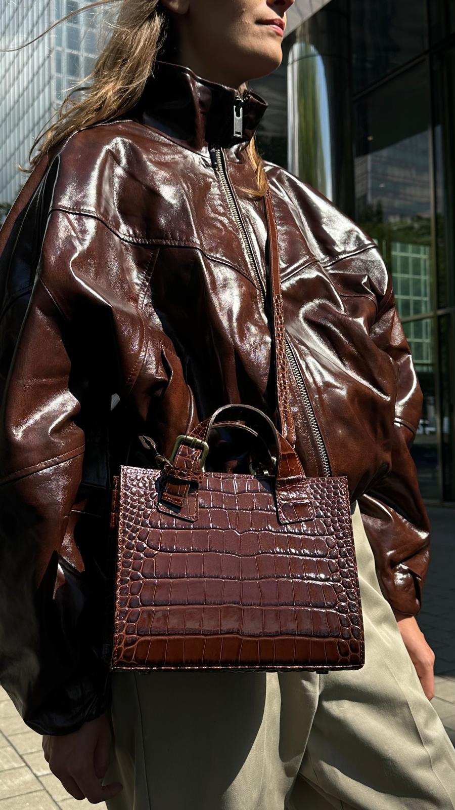 SIA PATENT CROCO PRINT BROWN