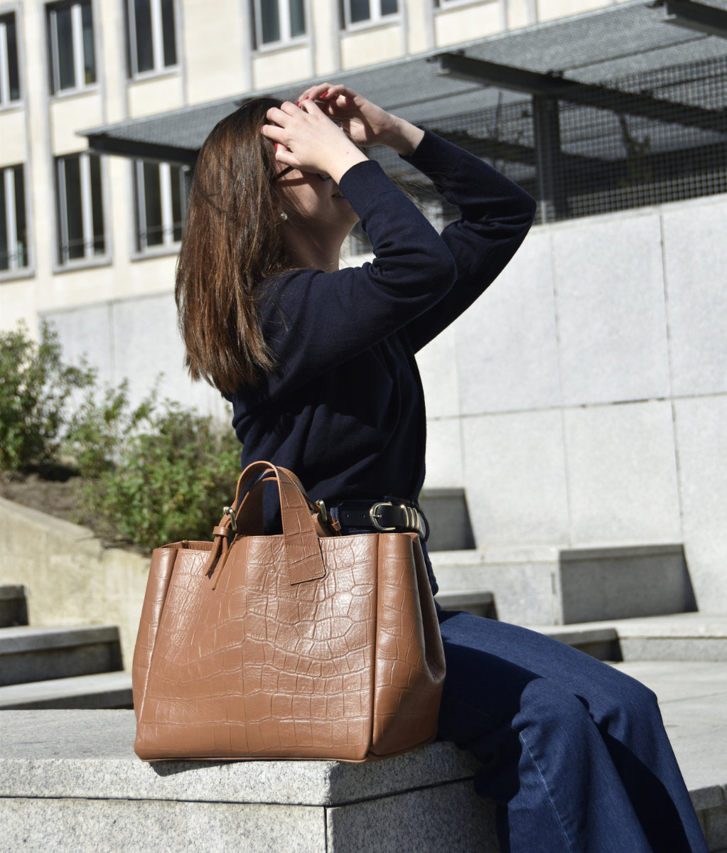 ASIA CROCO-PRINT COGNAC