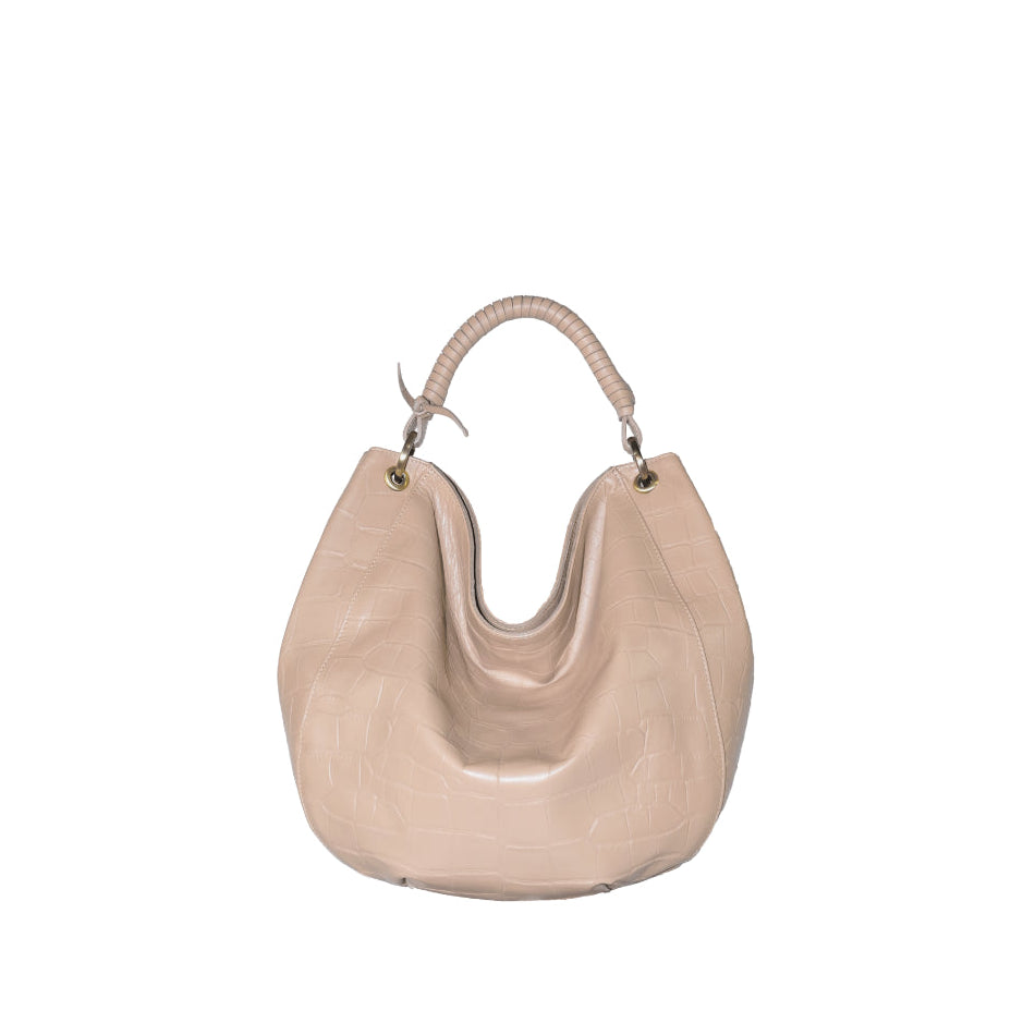 Beige handbag on a white background