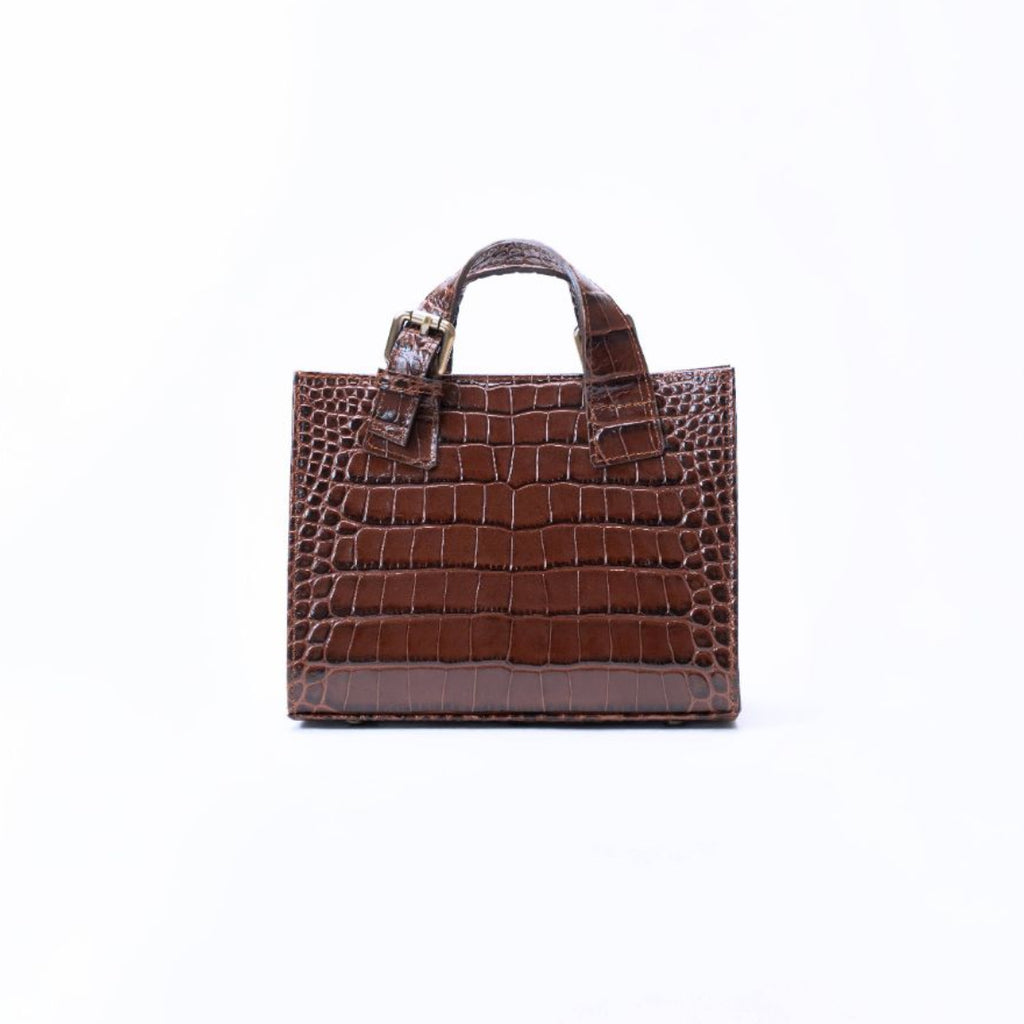 SIA PATENT CROCO PRINT BROWN