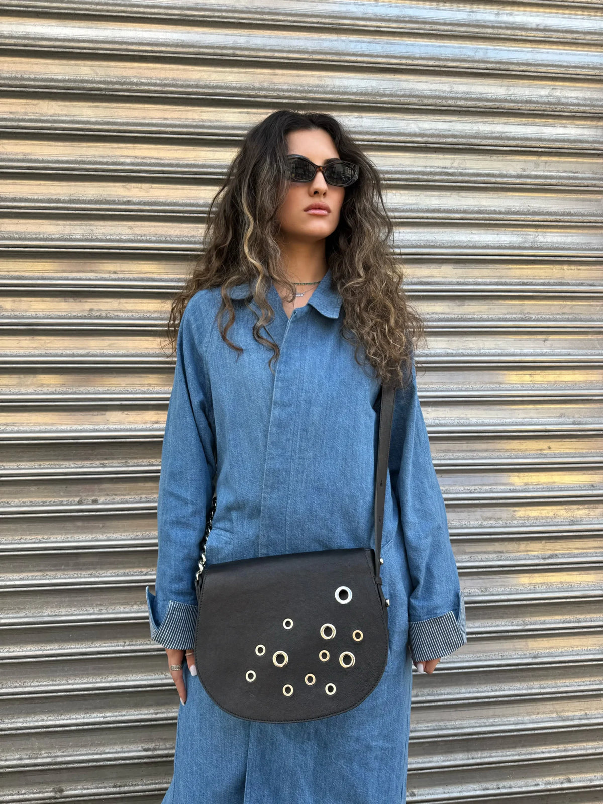 JULIA FULL LEATHER BLACK & SILVER