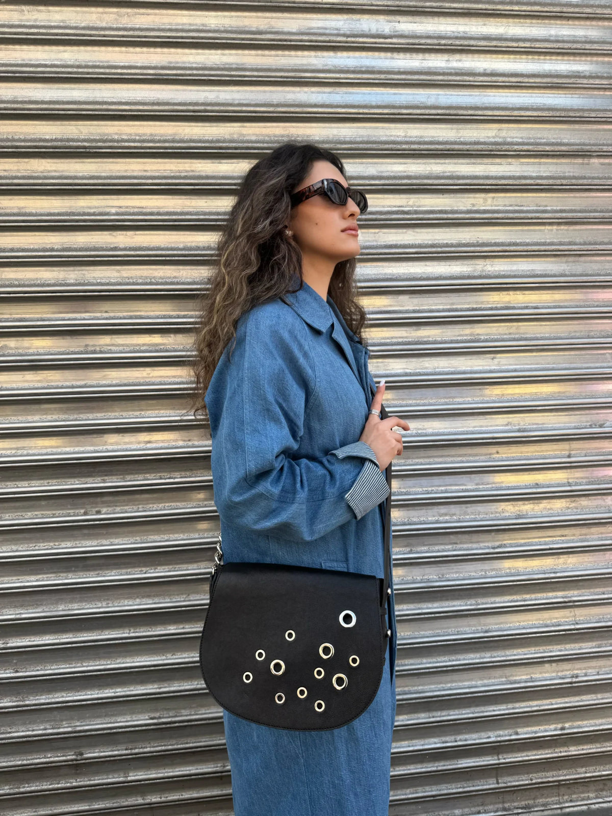 JULIA FULL LEATHER BLACK & SILVER